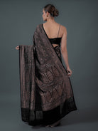 Black Jaal Crepe Silk Handloom Banarasi Saree - Sacred Weaves