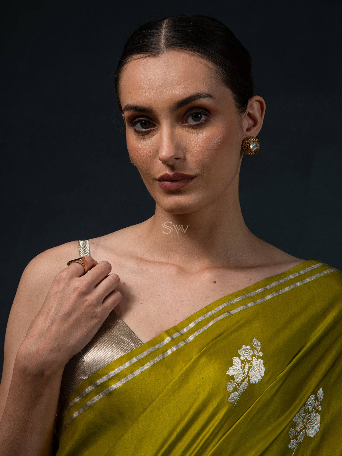 Green Boota Satin Silk Handloom Banarasi Saree - Sacred Weaves