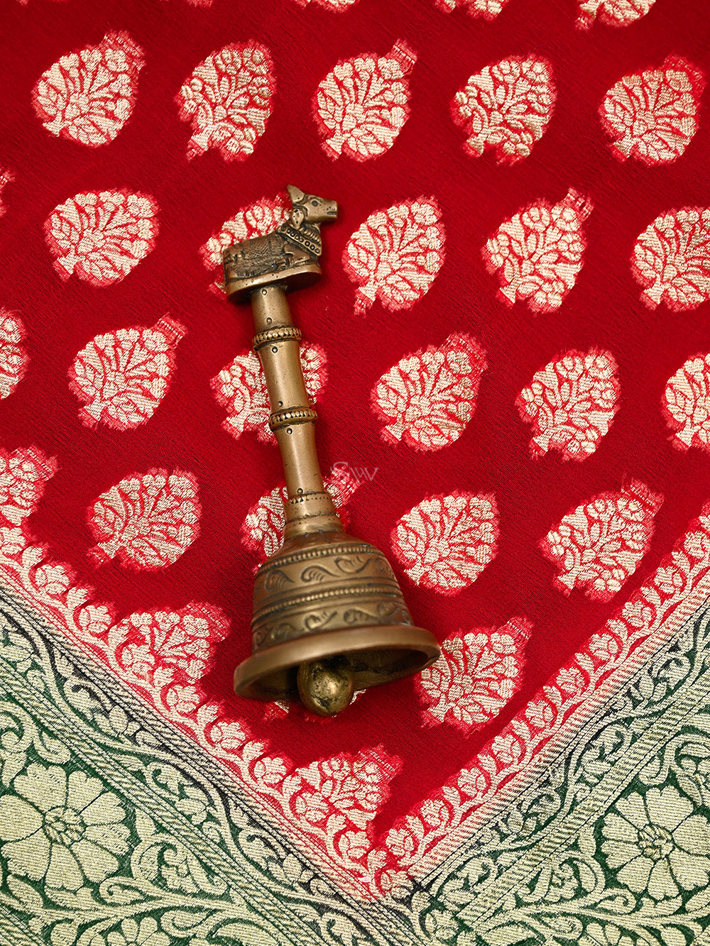 Red Booti Khaddi Georgette Handloom Banarasi Saree - Sacred Weaves