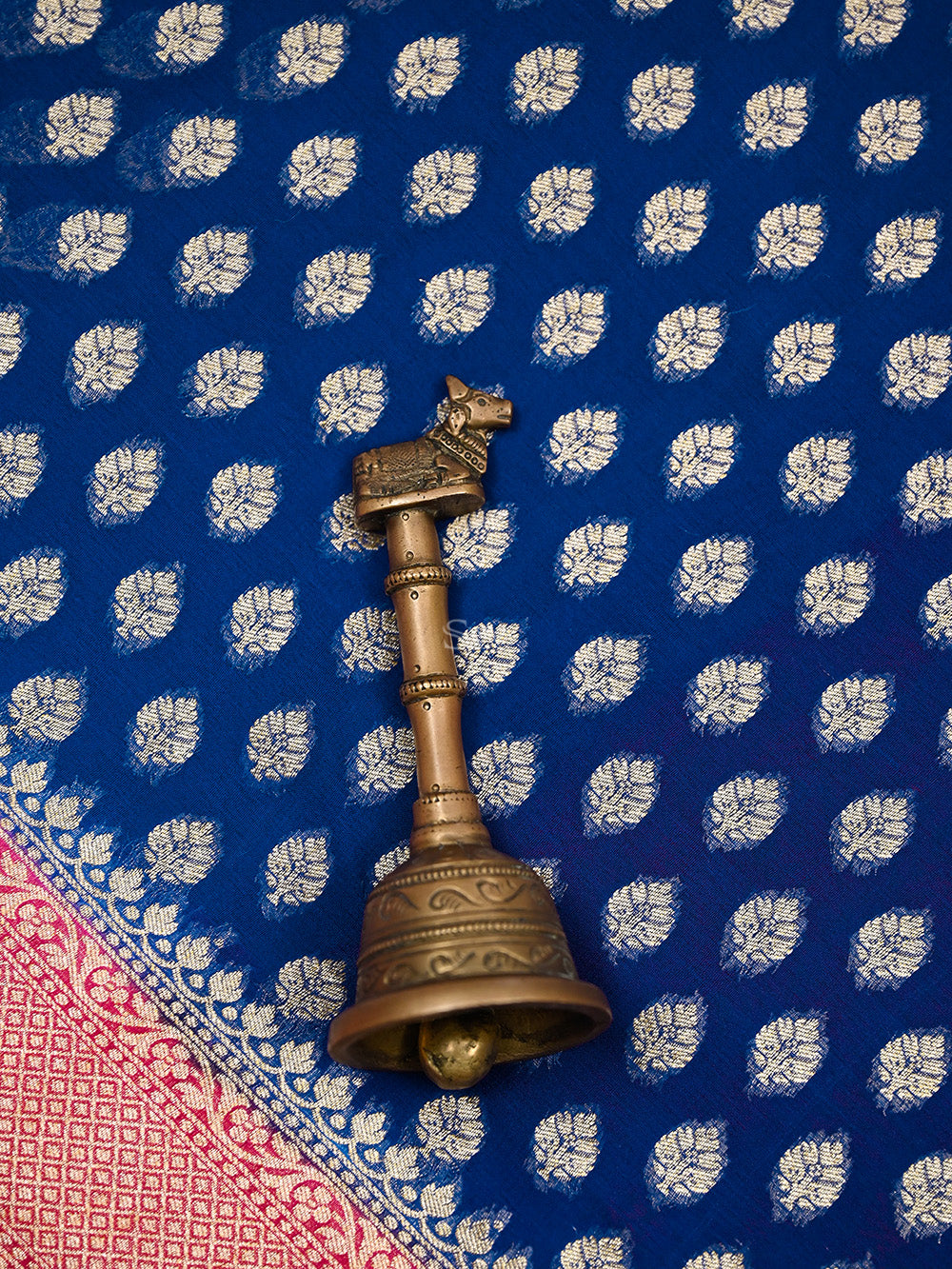 Blue Booti Khaddi Georgette Handloom Banarasi Saree - Sacred Weaves