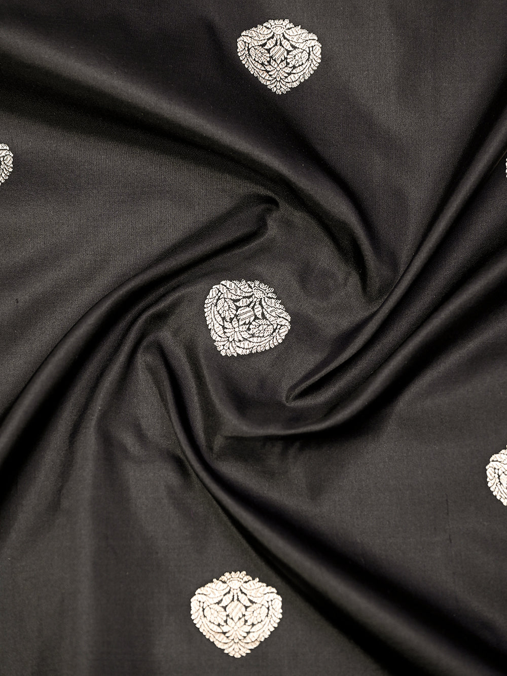 Black Booti Katan Silk Handloom Banarasi Dupatta - Sacred Weaves