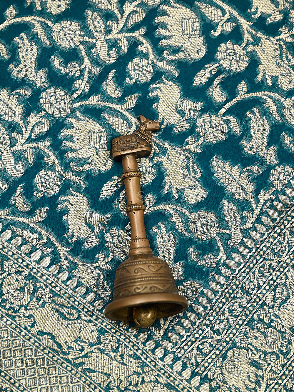 Midnight Blue Shikargah Khaddi Georgette Handloom Banarasi Saree - Sacred Weaves