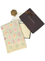 Off White Meenakari Khaddi Georgette Handloom Banarasi Suit - Gift Box