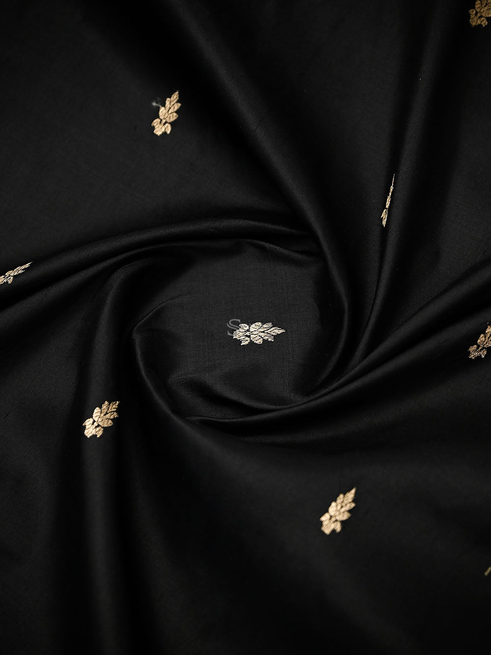 Black Booti Katan Silk Handloom Banarasi Suit - Sacred Weaves