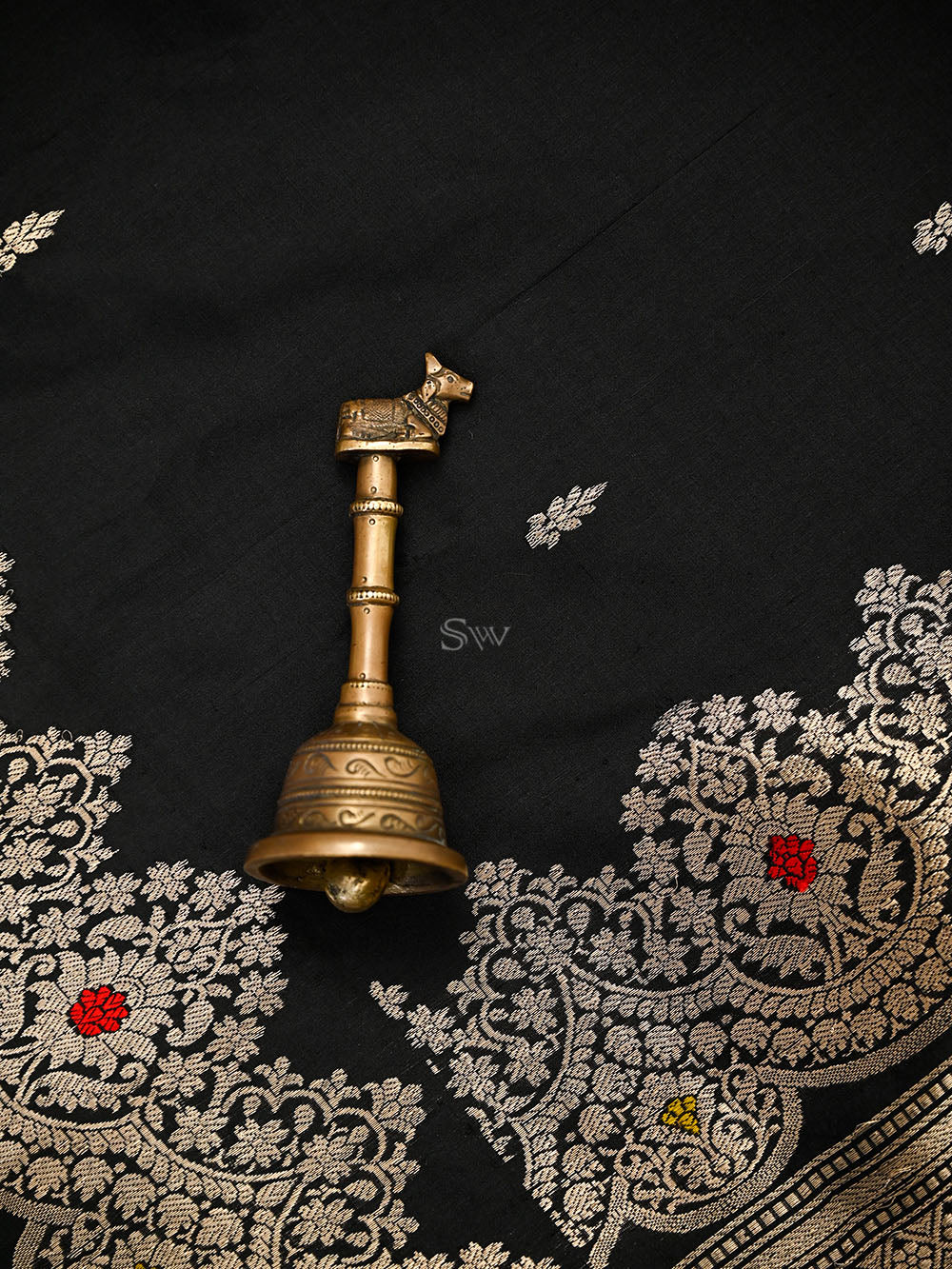 Black Booti Katan Silk Handloom Banarasi Suit - Sacred Weaves