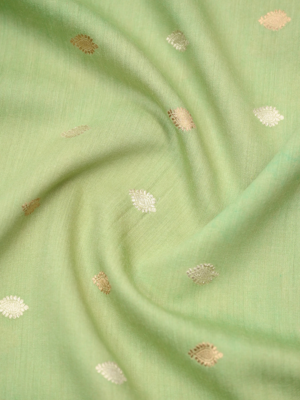 Pista Green Booti Moonga Silk Handloom Banarasi Suit - Sacred Weaves