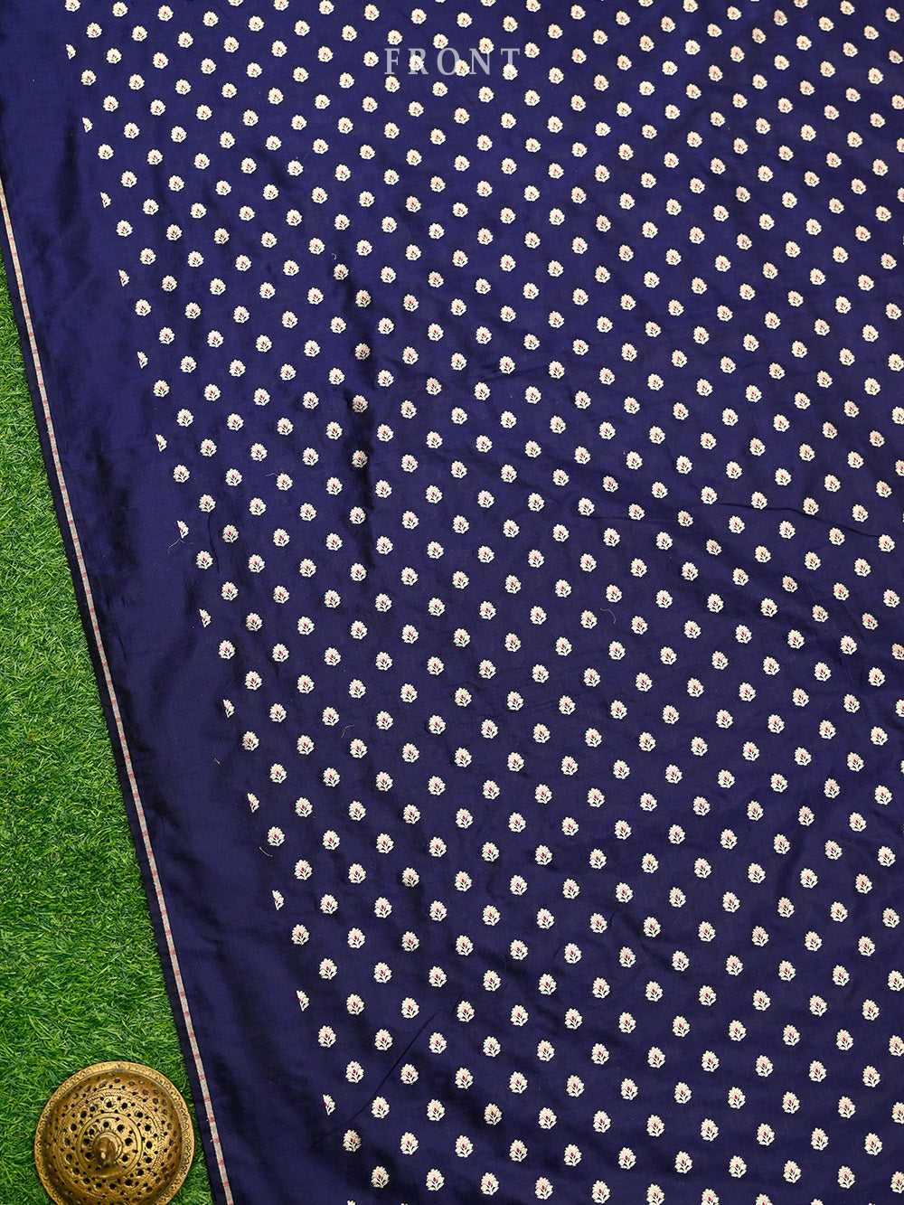 Blue Meenakari Booti Katan Silk Handloom Banarasi Suit - Sacred Weaves