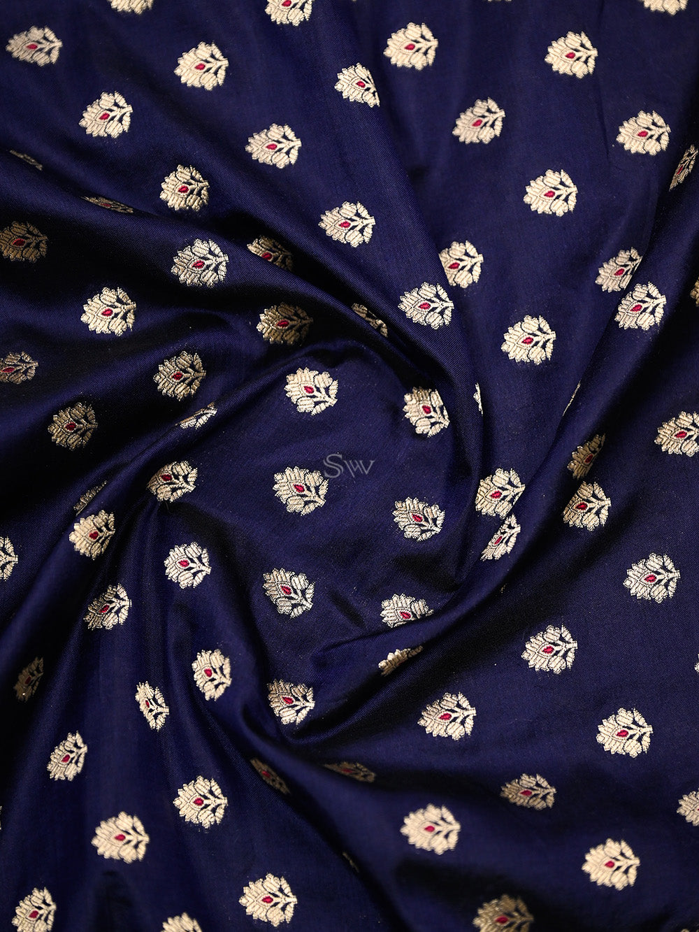 Blue Meenakari Booti Katan Silk Handloom Banarasi Suit - Sacred Weaves