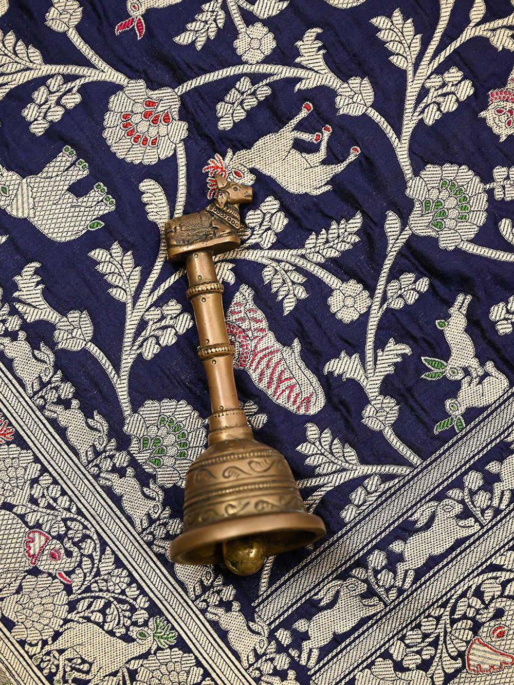 Blue Meenakari Booti Katan Silk Handloom Banarasi Suit - Sacred Weaves