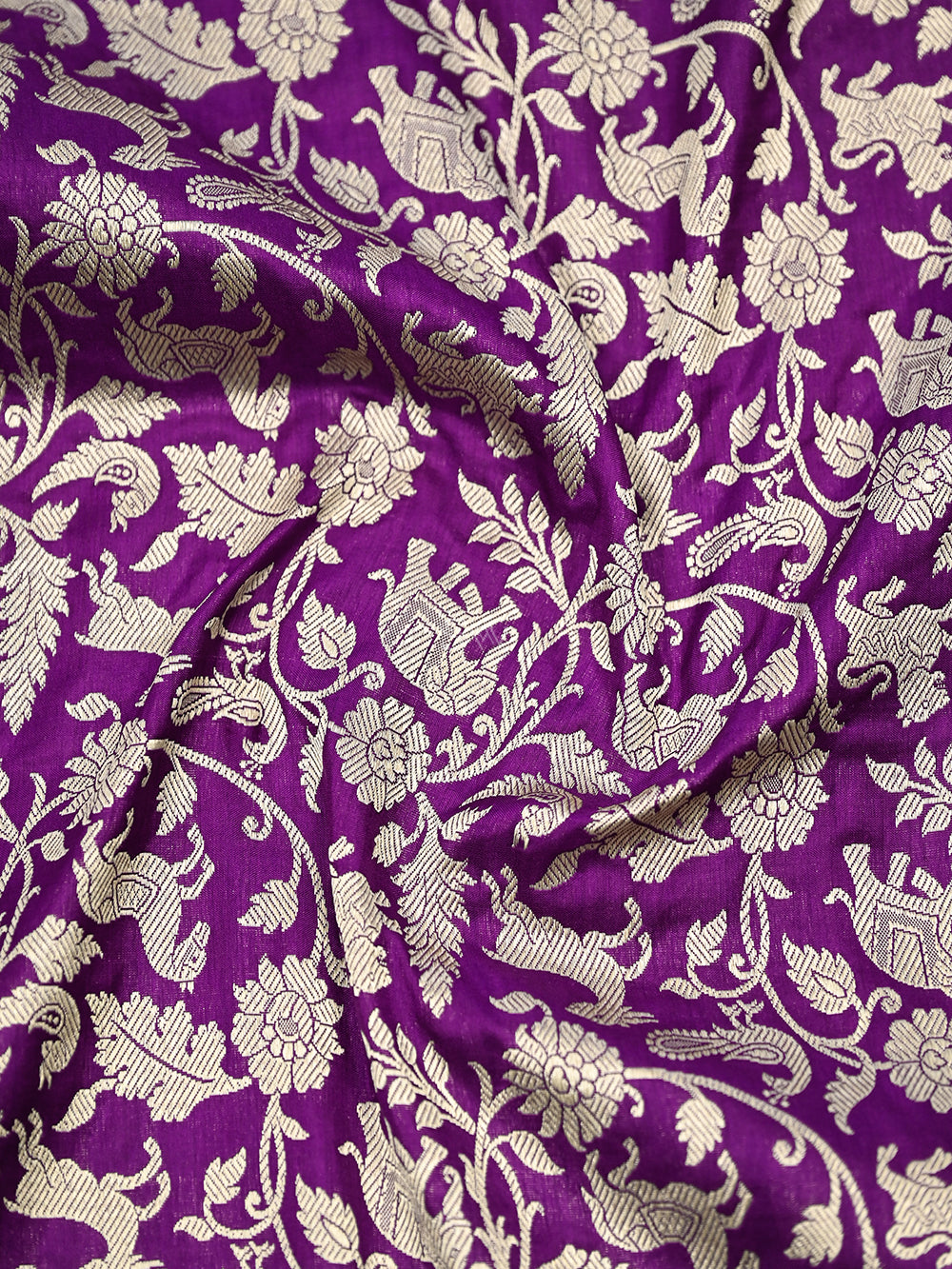 Purple Shikargah Jaal Katan Silk Handloom Banarasi Dupatta