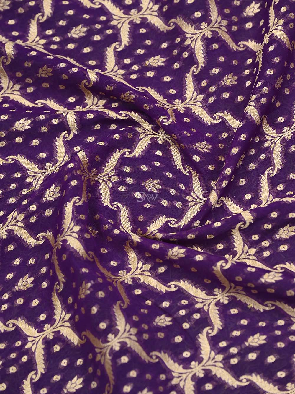 Purple Jaal Khaddi Georgette Handloom Banarasi Saree