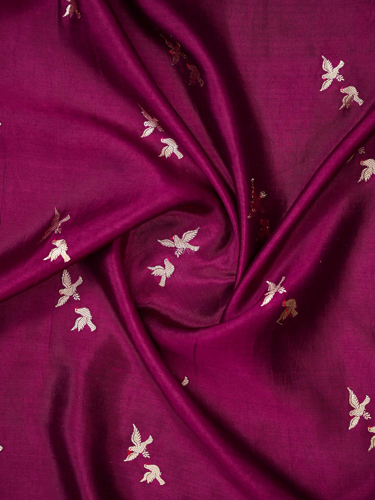 Dark Magenta Meenakari Booti Katan Silk Handloom Banarasi Saree
