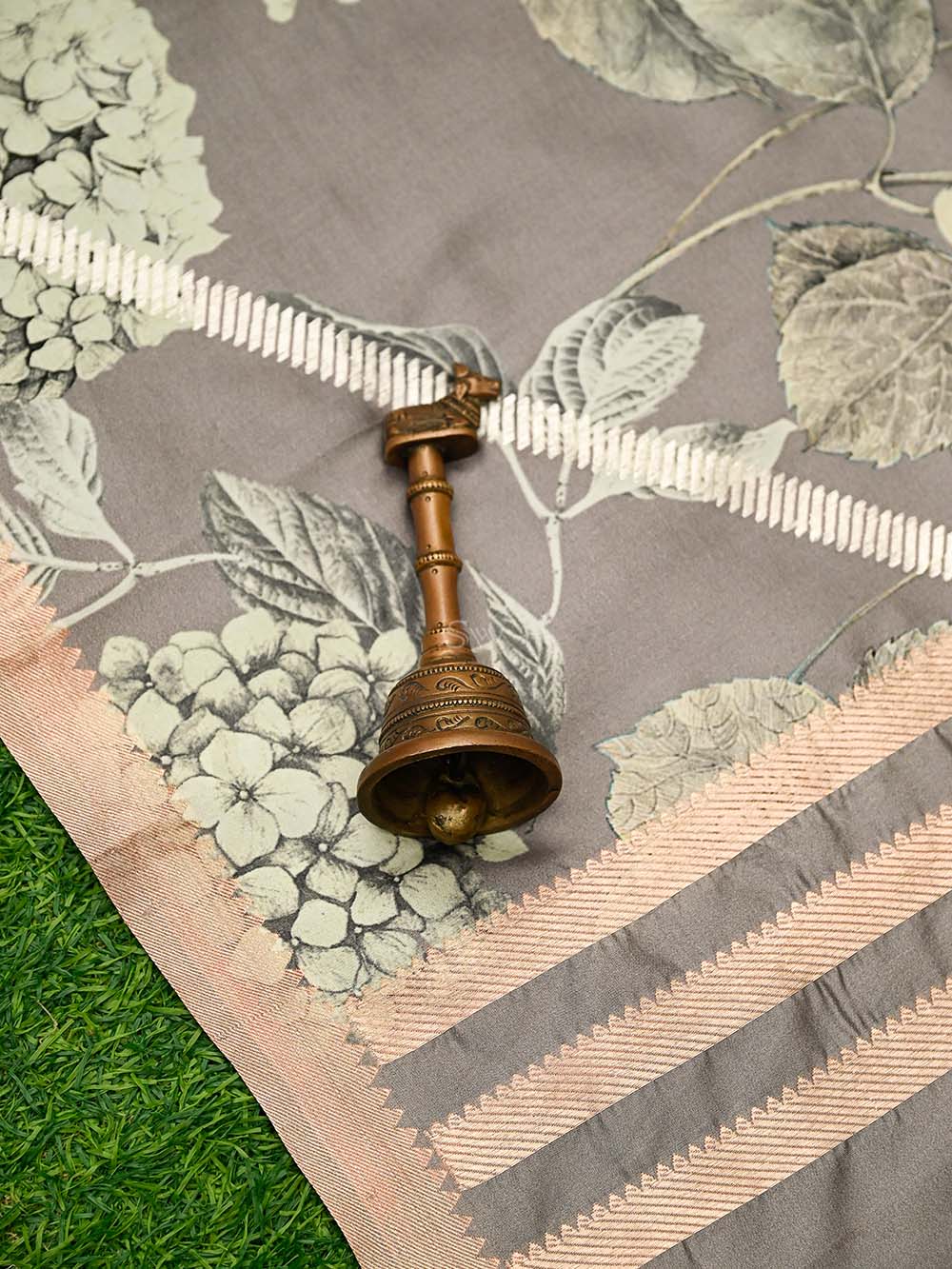Grey Booti Silk Handloom Banarasi Suit - Sacred Weaves