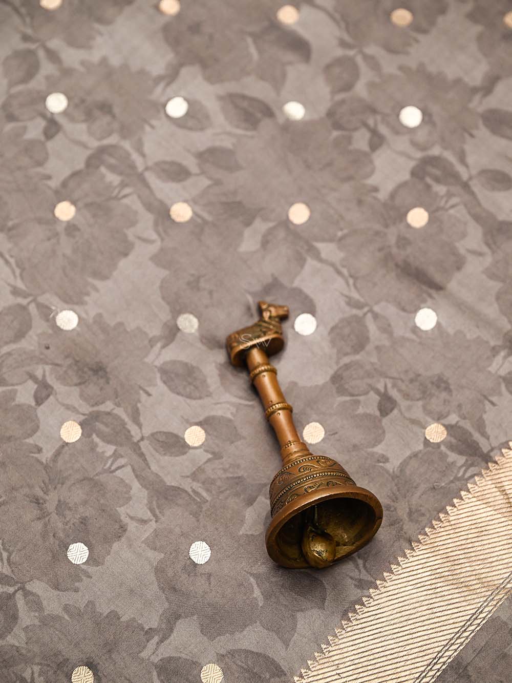 Grey Booti Silk Handloom Banarasi Suit - Sacred Weaves