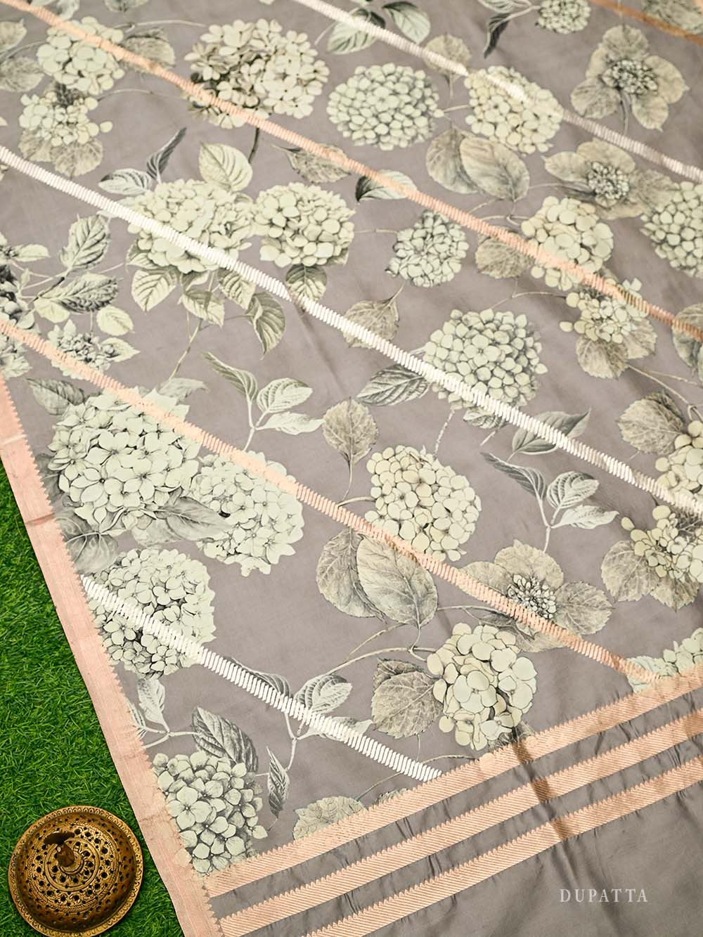 Grey Booti Silk Handloom Banarasi Suit - Sacred Weaves