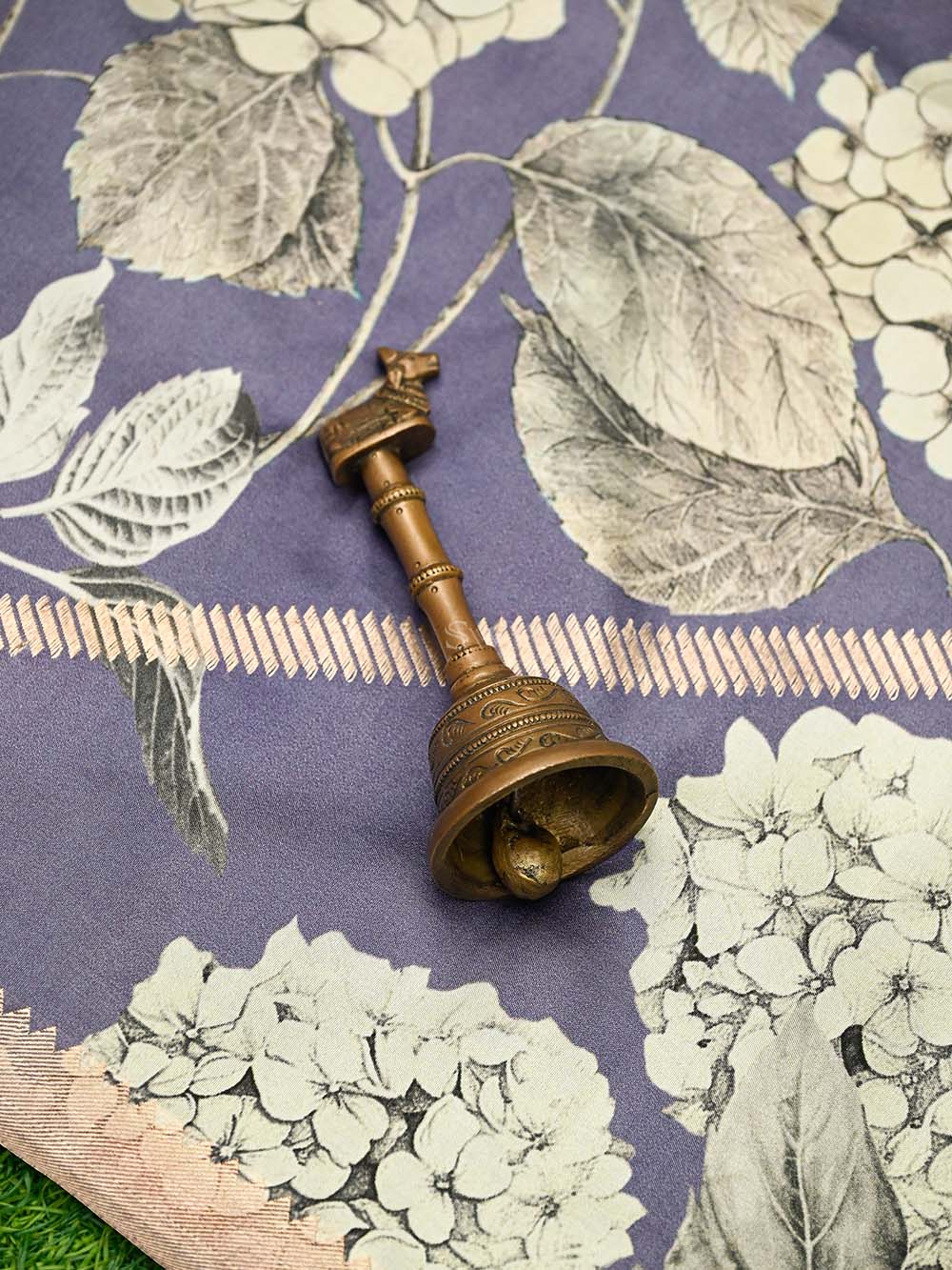 Pastel Navy Blue Booti Silk Handloom Banarasi Suit