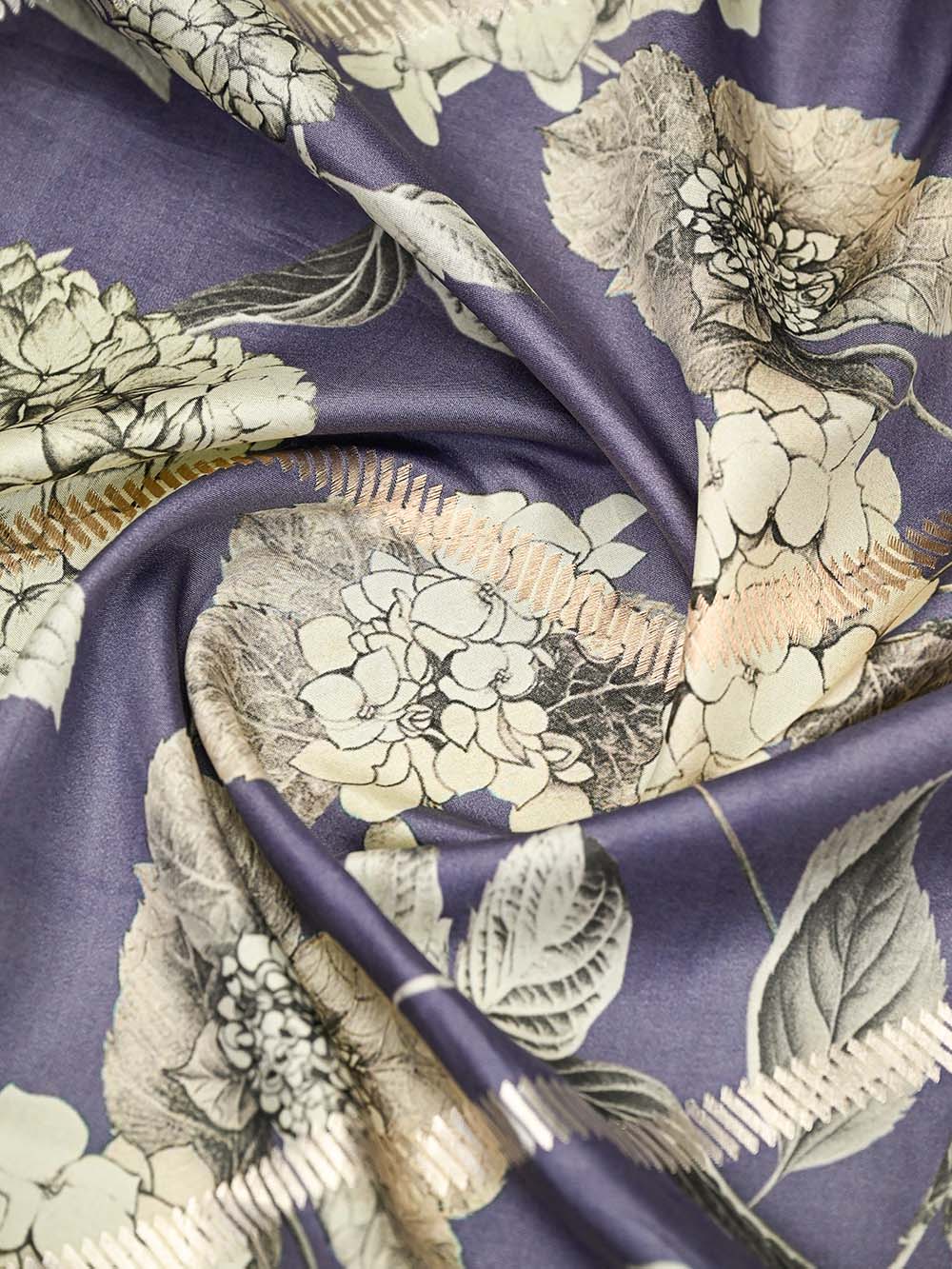 Pastel Navy Blue Booti Silk Handloom Banarasi Suit