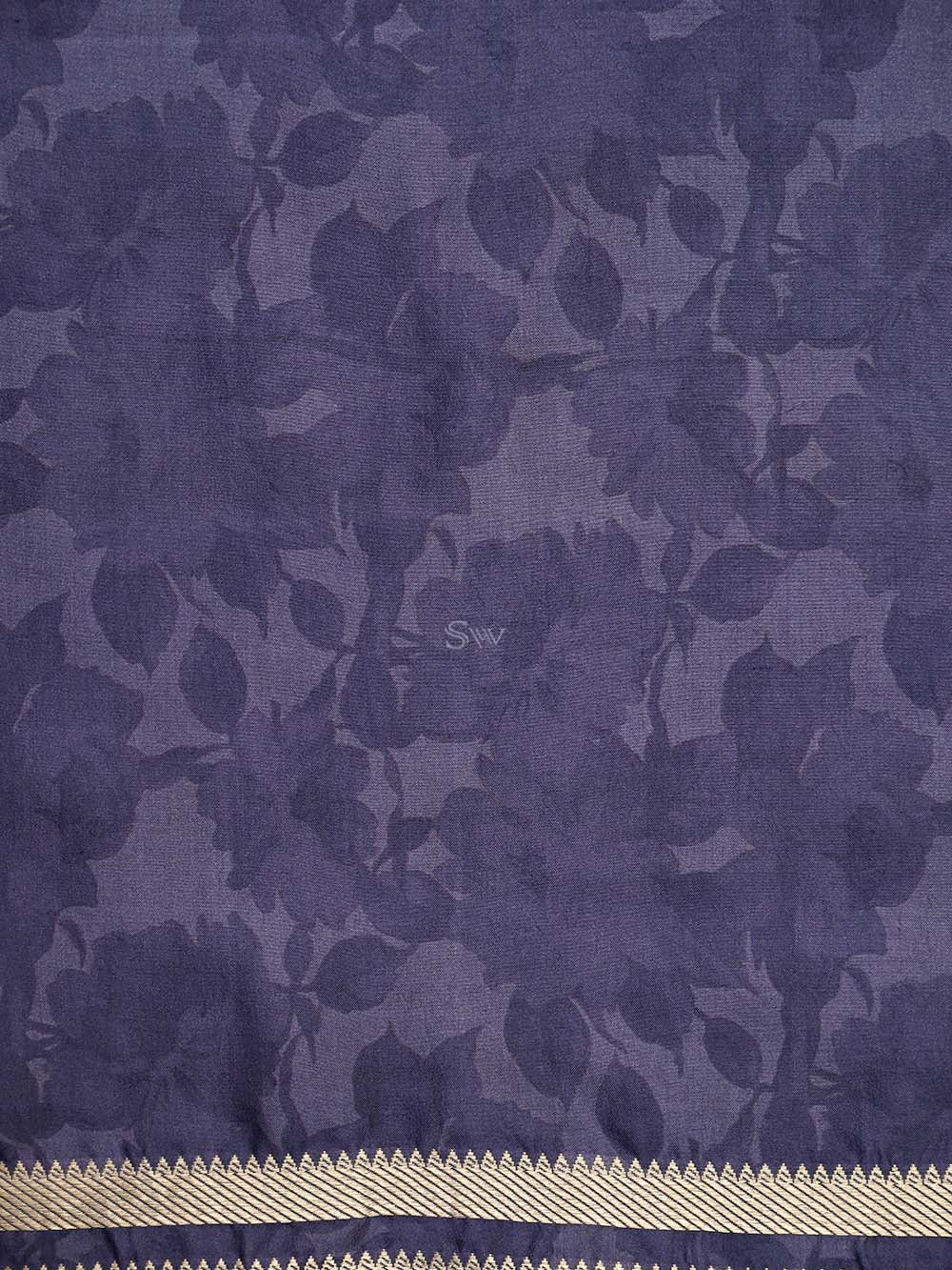 Pastel Navy Blue Booti Silk Handloom Banarasi Suit