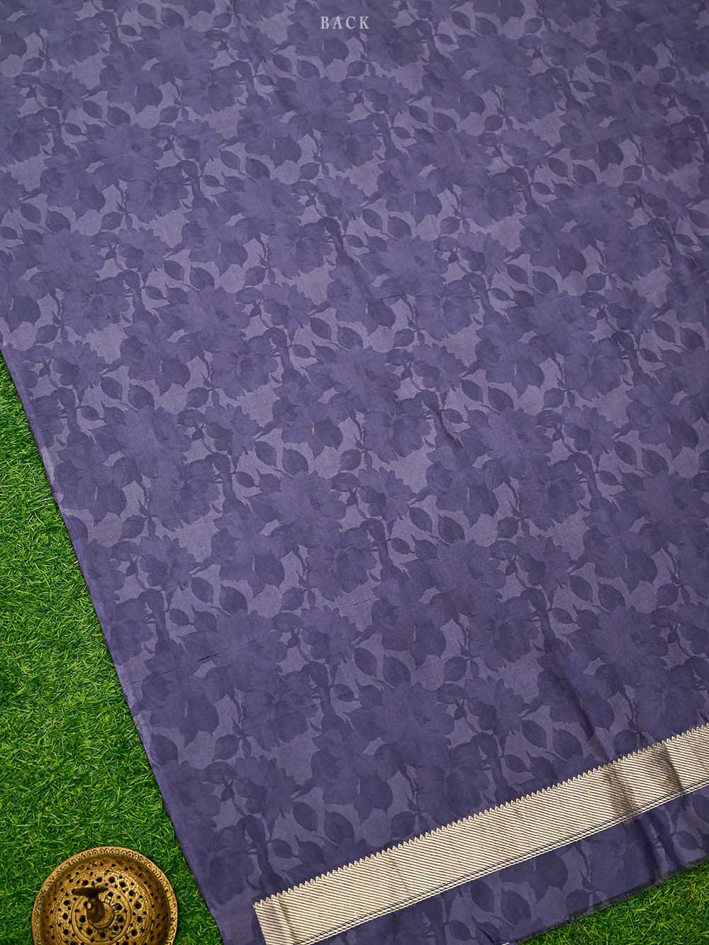 Pastel Navy Blue Booti Silk Handloom Banarasi Suit