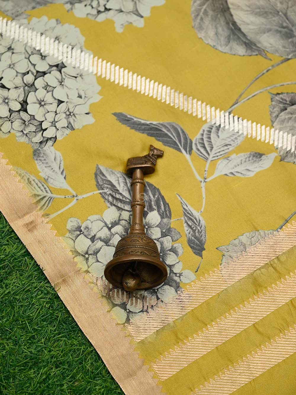 Mustard Booti Silk Handloom Banarasi Suit - Sacred Weaves