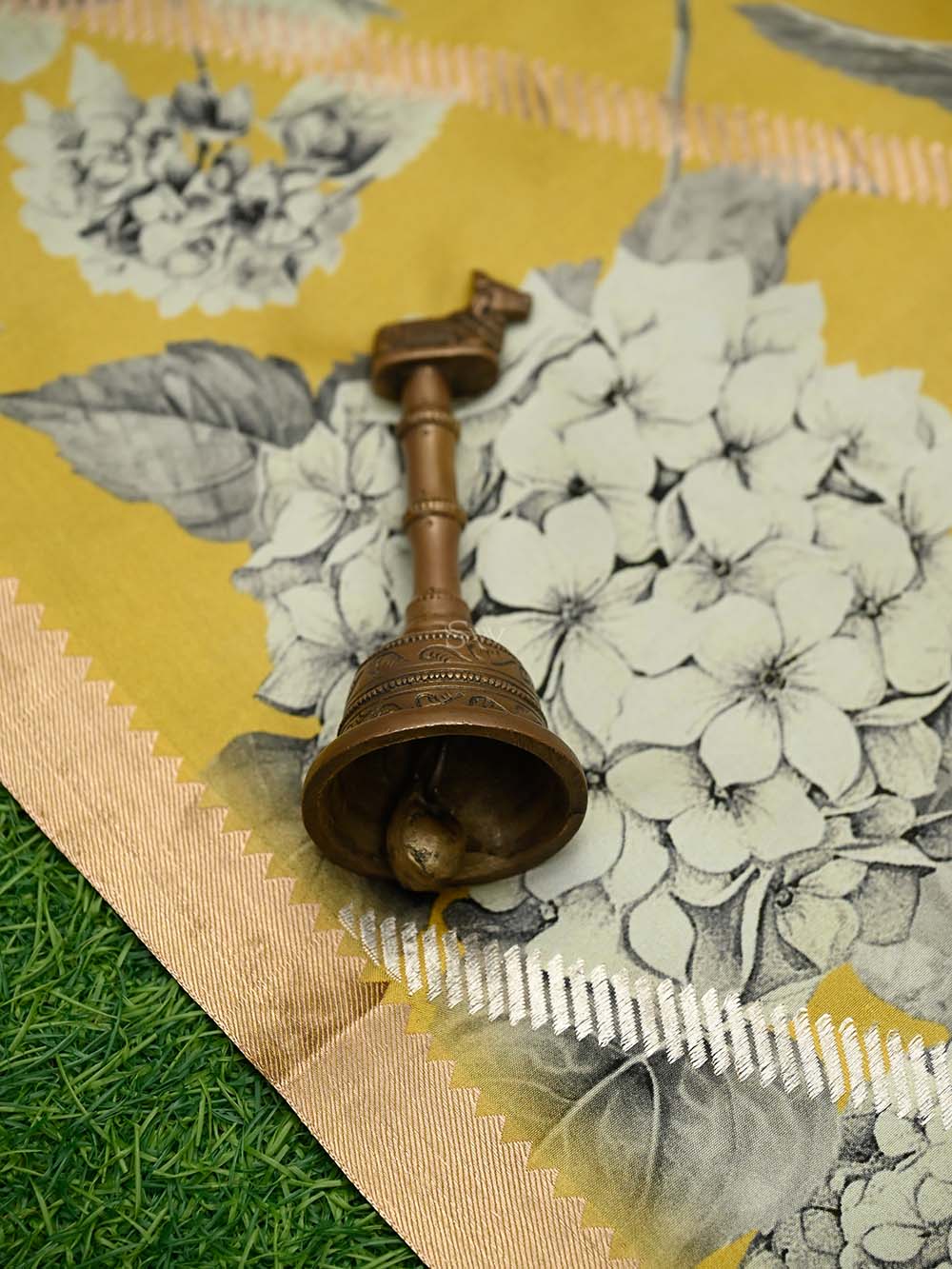 Mustard Booti Silk Handloom Banarasi Suit - Sacred Weaves