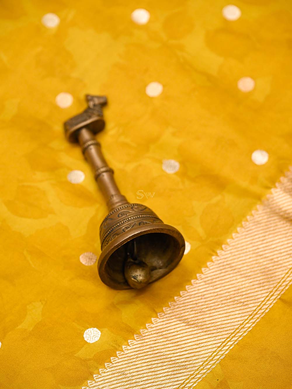 Mustard Booti Silk Handloom Banarasi Suit - Sacred Weaves