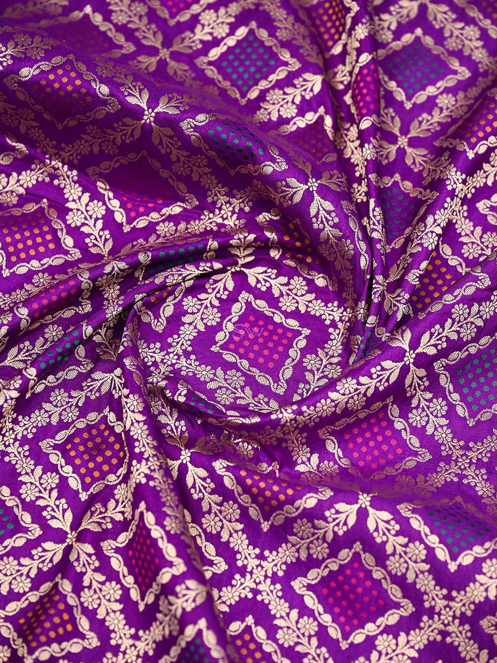 Purple Booti Katan Silk Handloom Banarasi Suit - Sacred Weaves