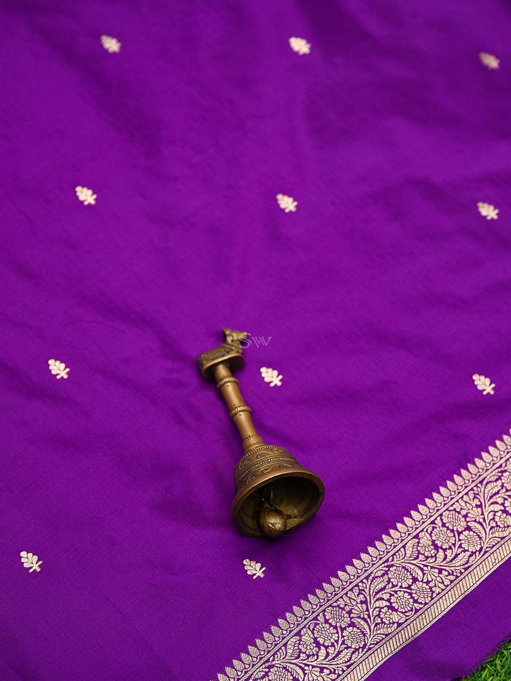 Purple Booti Katan Silk Handloom Banarasi Suit - Sacred Weaves
