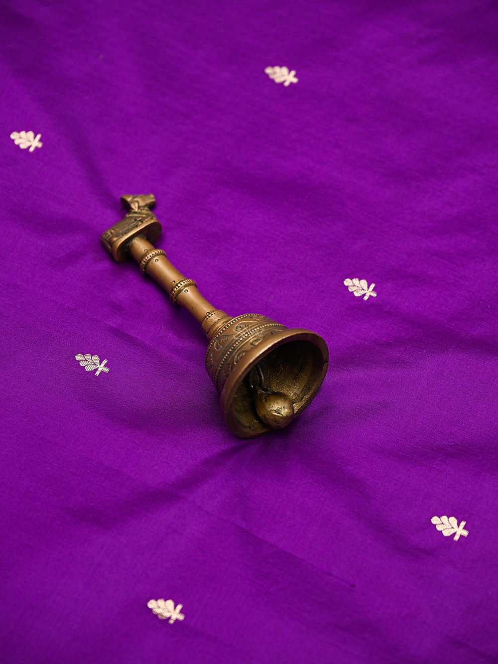 Purple Booti Katan Silk Handloom Banarasi Suit - Sacred Weaves