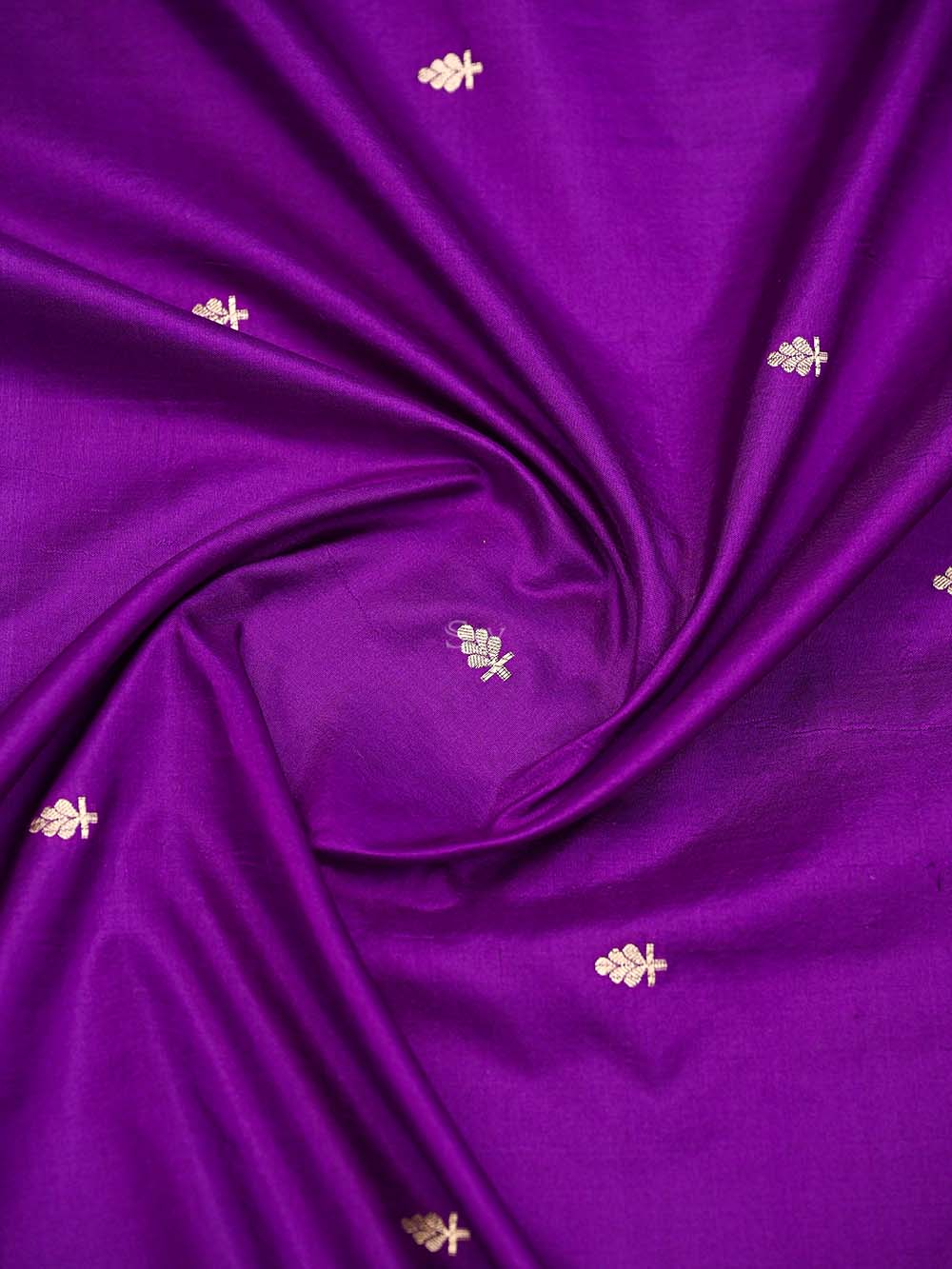 Purple Booti Katan Silk Handloom Banarasi Suit - Sacred Weaves
