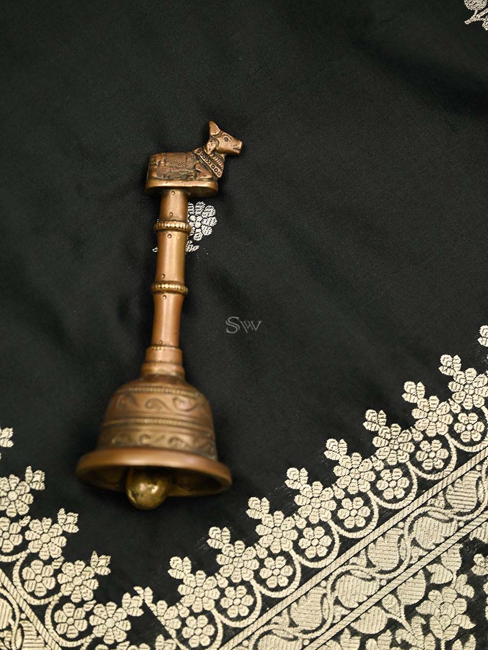 Black Booti Katan Silk Handloom Banarasi Dupatta