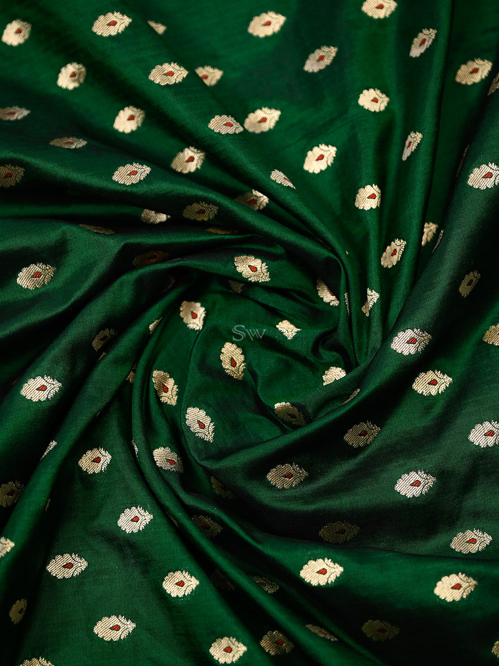 Bottle Green Meenakari Booti Katan Silk Handloom Banarasi Suit