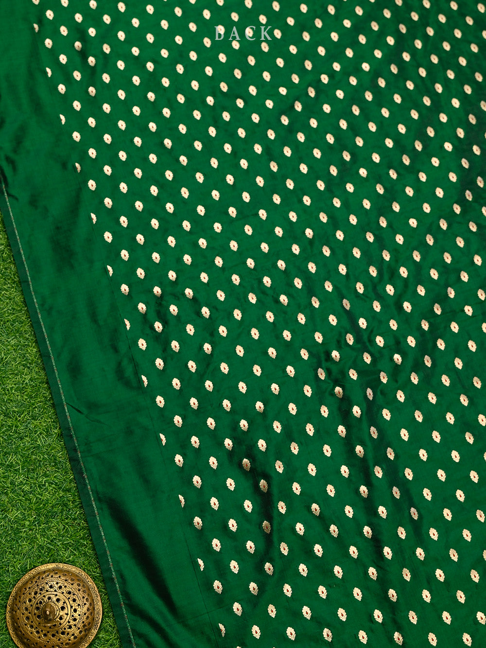 Bottle Green Meenakari Booti Katan Silk Handloom Banarasi Suit