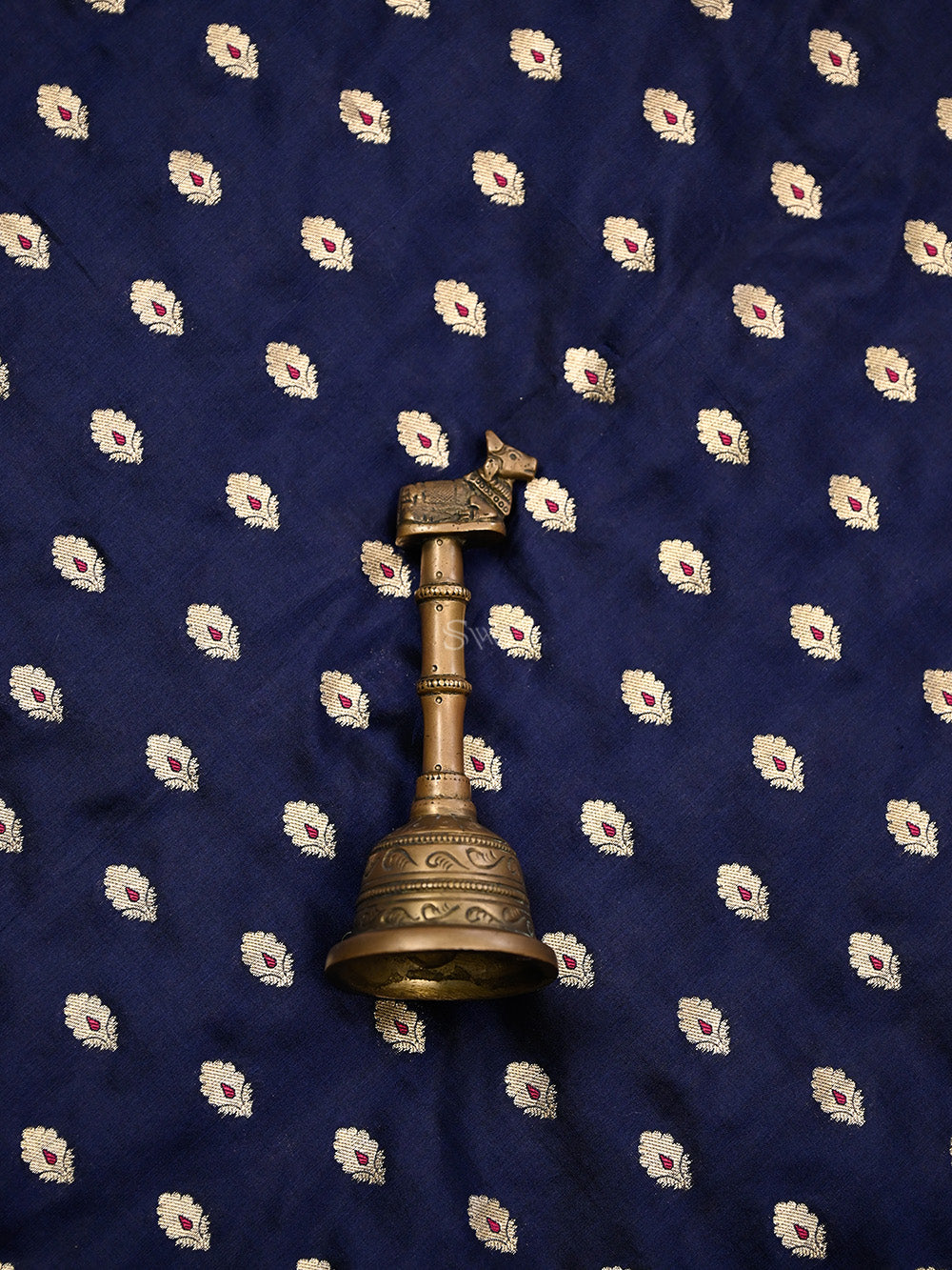 Navy Blue Meenakari Booti Katan Silk Handloom Banarasi Suit