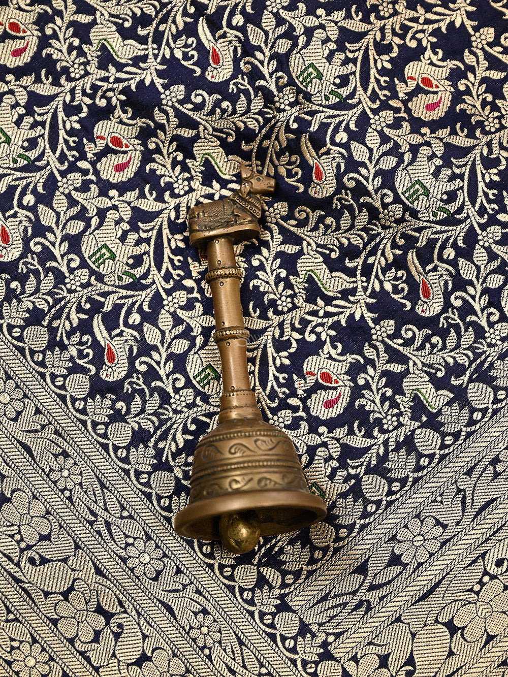 Navy Blue Meenakari Booti Katan Silk Handloom Banarasi Suit