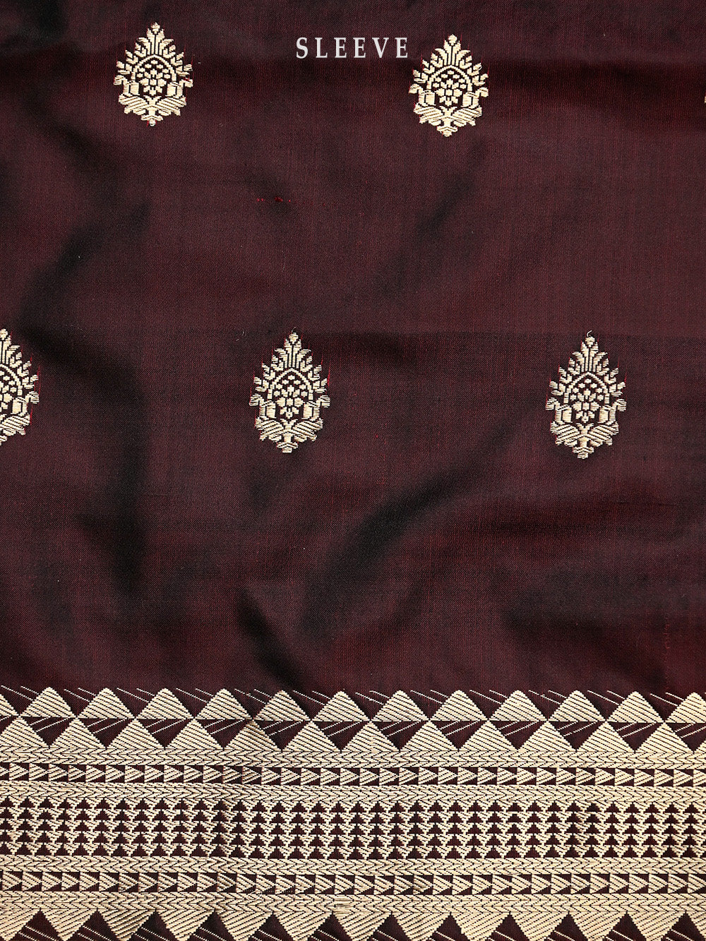 Dark Wine Booti Satin Silk Handloom Banarasi Suit