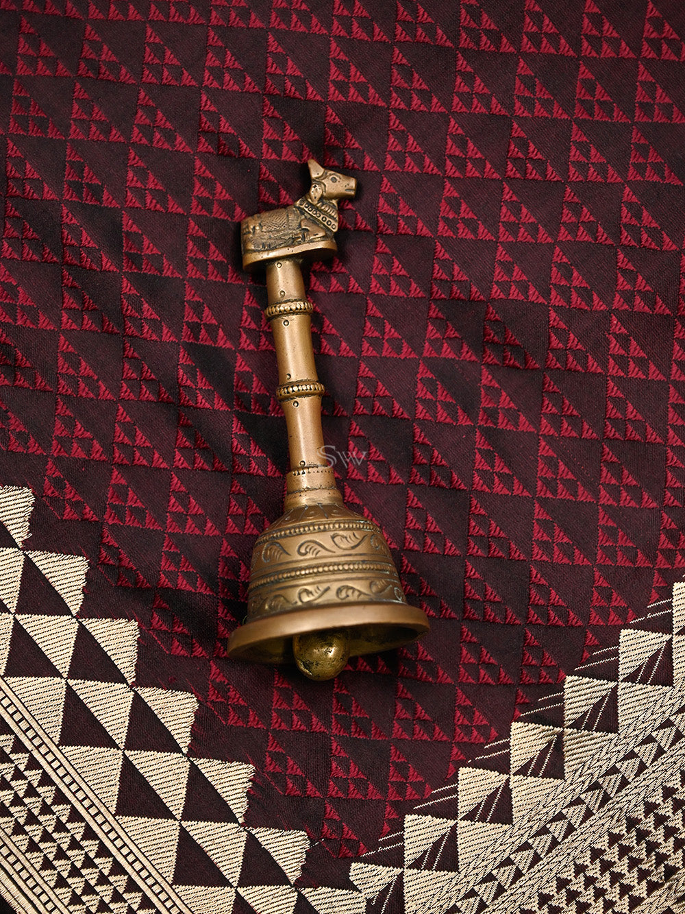 Dark Wine Booti Satin Silk Handloom Banarasi Suit