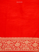 Red Satin Brocade Handloom Banarasi Saree - Sacred Weaves