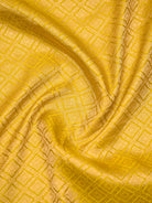 Yellow Green Satin Brocade Handloom Banarasi Saree - Sacred Weaves