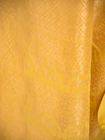 Yellow Green Satin Brocade Handloom Banarasi Saree - Sacred Weaves