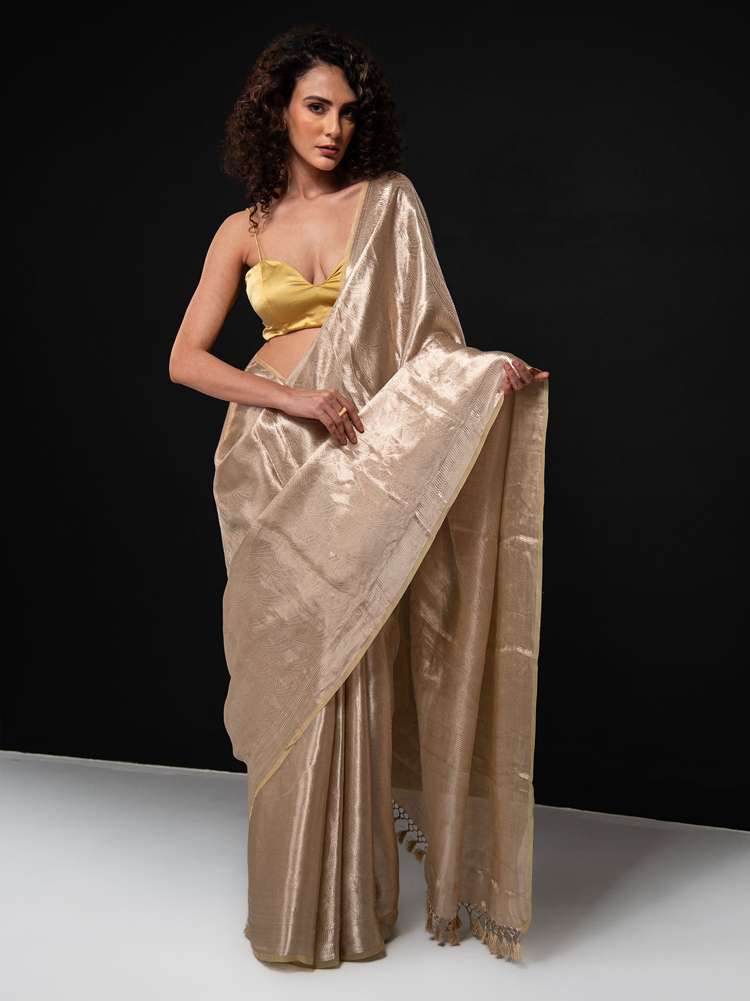 Pastel Yellow Tissue Brocade Handloom Banarasi Saree - Sacred Weaves