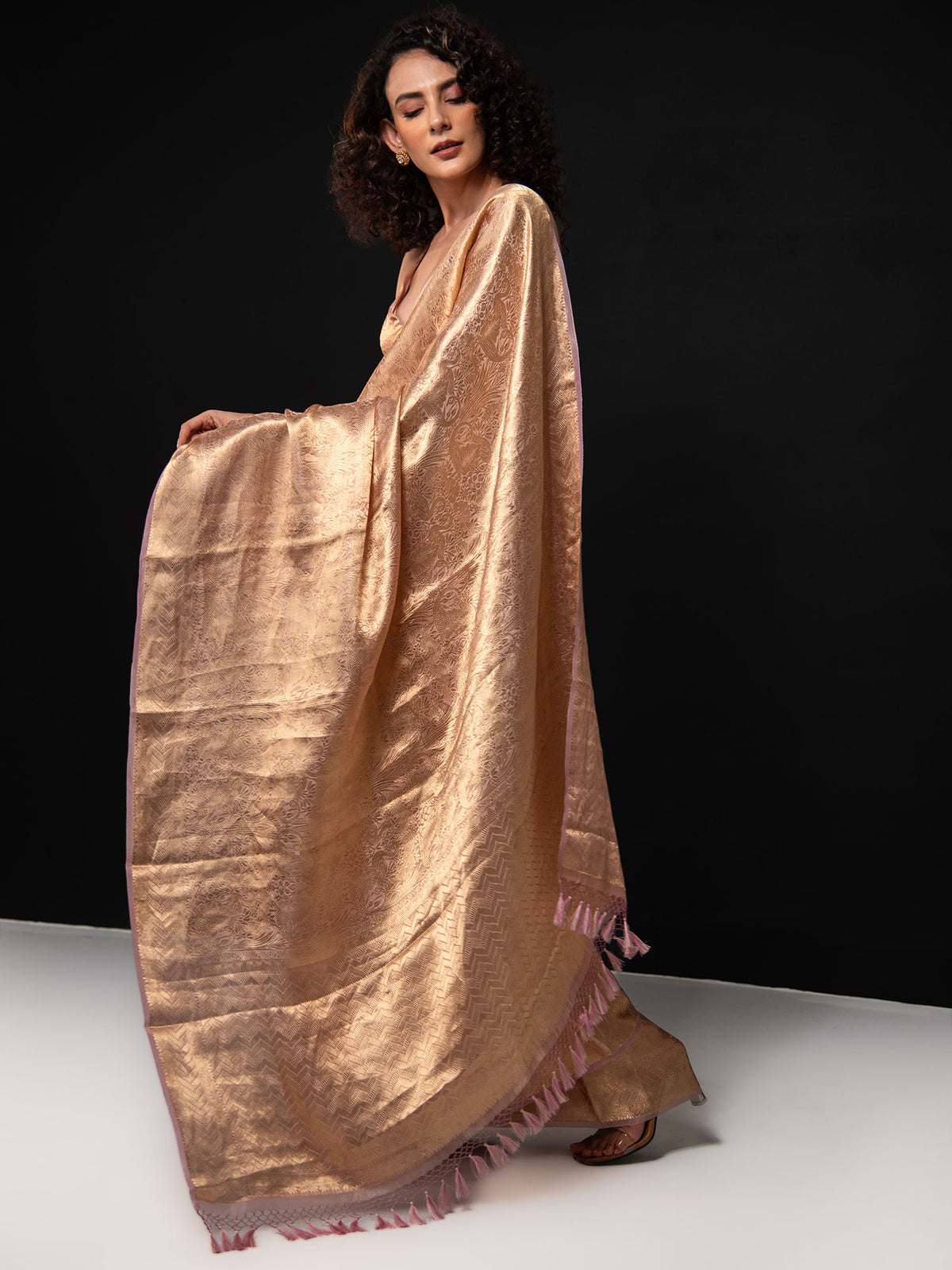 Pastel Purple Tissue Brocade Handloom Banarasi Saree - Sacred Weaves