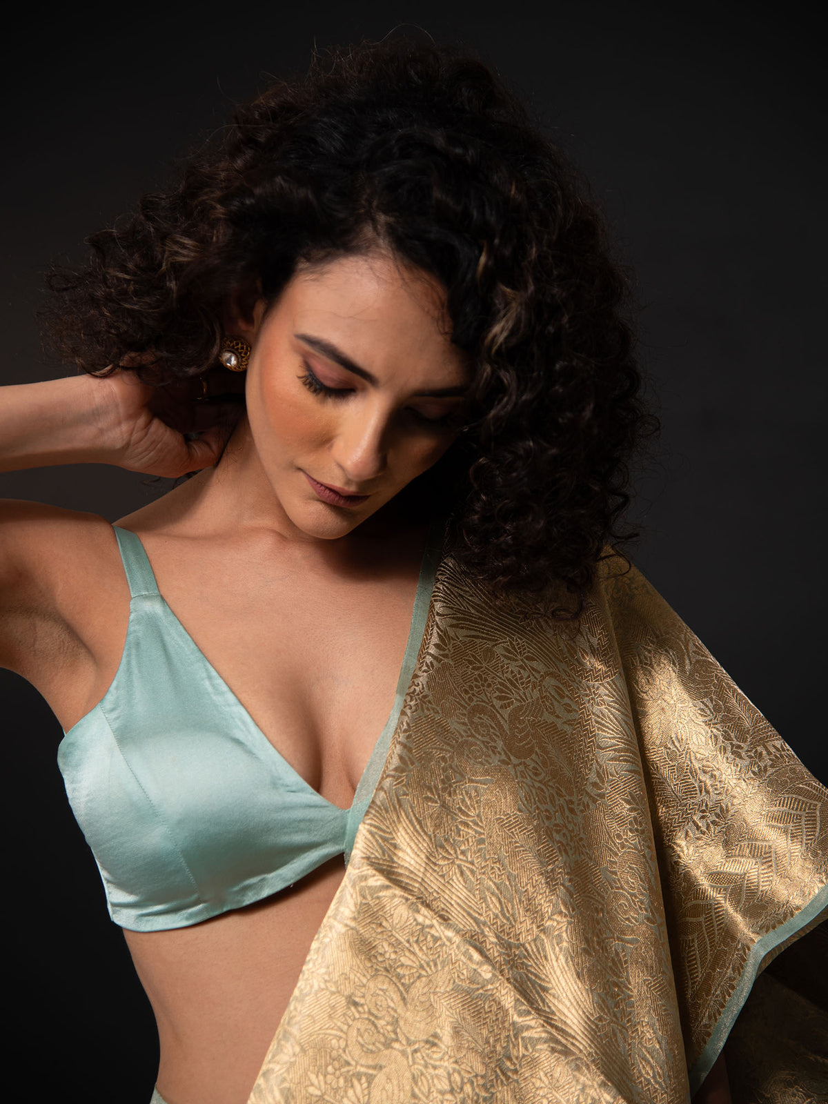 Aqua Green Tissue Brocade Handloom Banarasi Saree -Sacred Weaves
