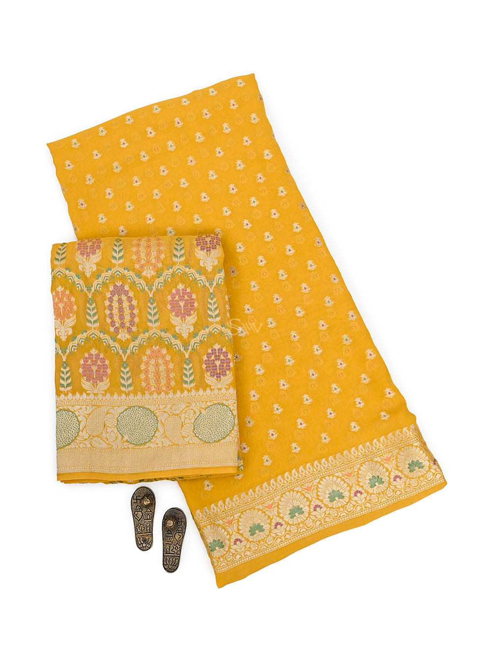 Mustard Meenakari Khaddi Georgette Handloom Banarasi Suit