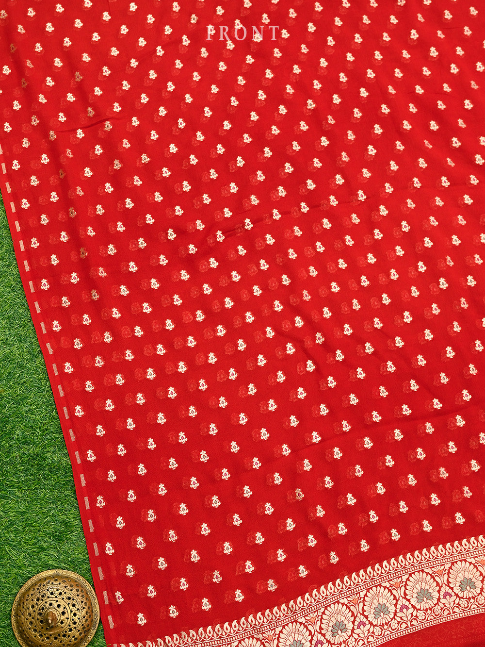 Red Meenakari Khaddi Georgette Handloom Banarasi Suit - Sacred Weaves