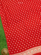 Red Meenakari Khaddi Georgette Handloom Banarasi Suit - Sacred Weaves