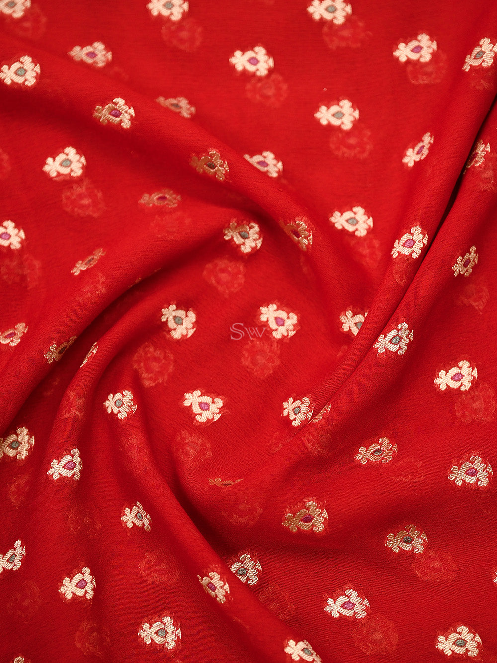 Red Meenakari Khaddi Georgette Handloom Banarasi Suit - Sacred Weaves