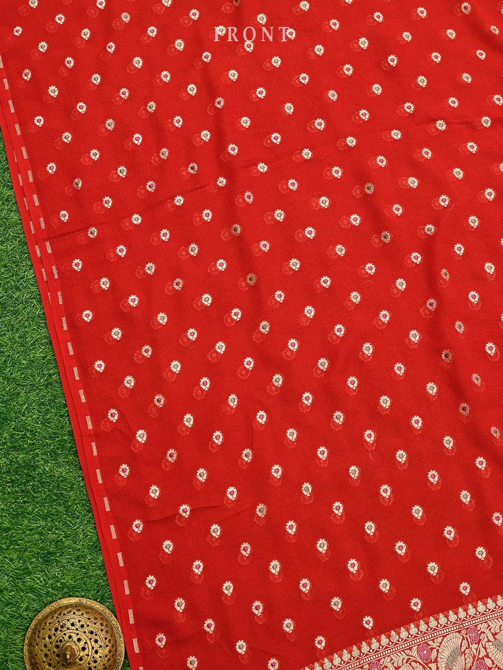 Red Meenakari Khaddi Georgette Handloom Banarasi Suit - Sacred Weaves