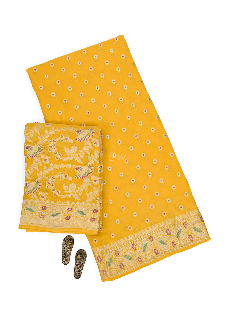 Mustard Meenakari Khaddi Georgette Handloom Banarasi Suit
