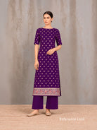 Purple Meenakari Khaddi Georgette Handloom Banarasi Suit - Sacred Weaves